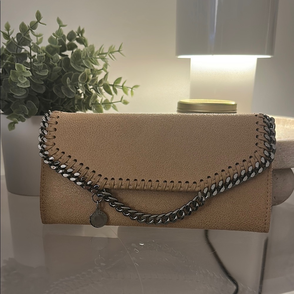 Tan Chain-Embellished Wallet